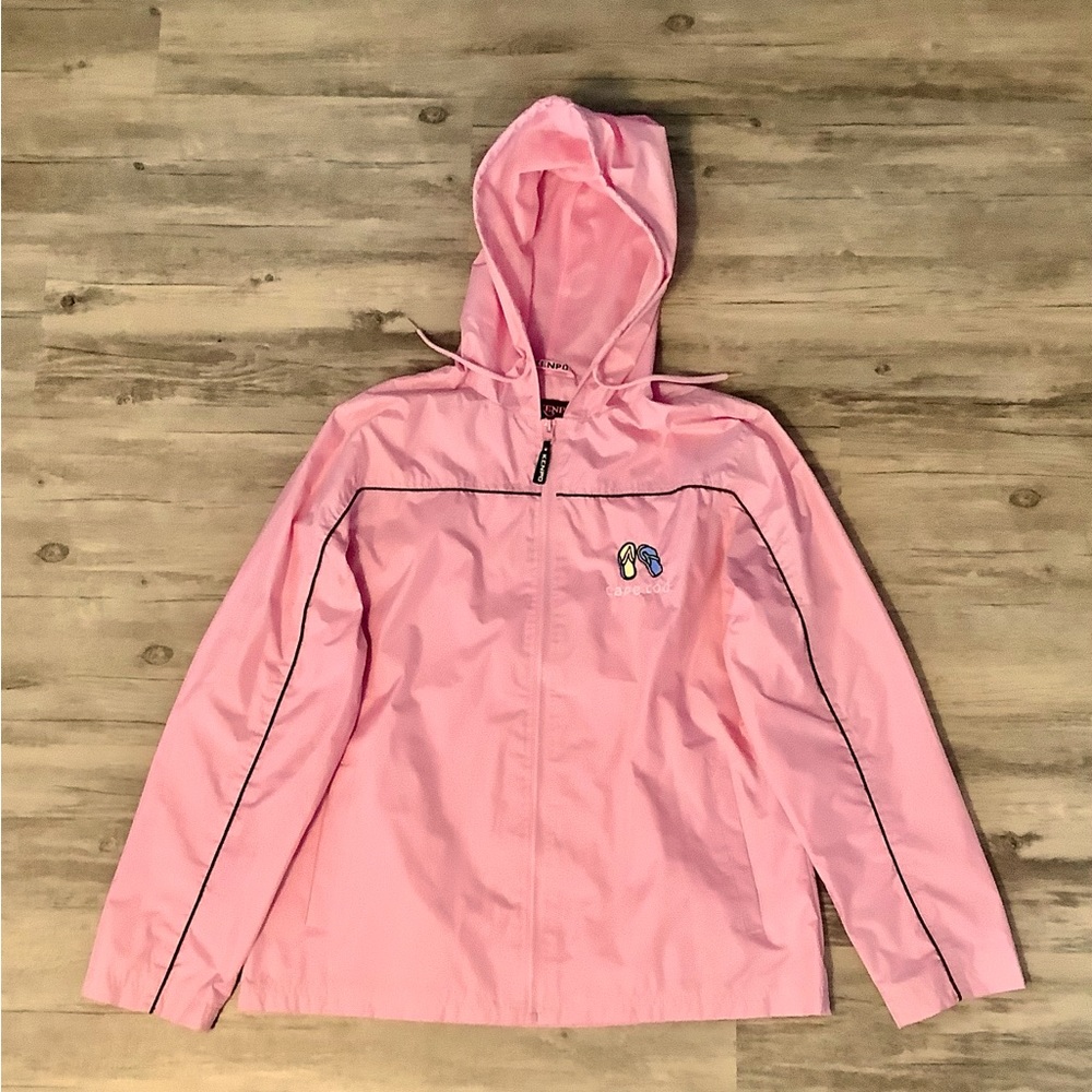 Cape Cod KENPO Windbreaker Rain Jacket  Embroidered Hooded Large